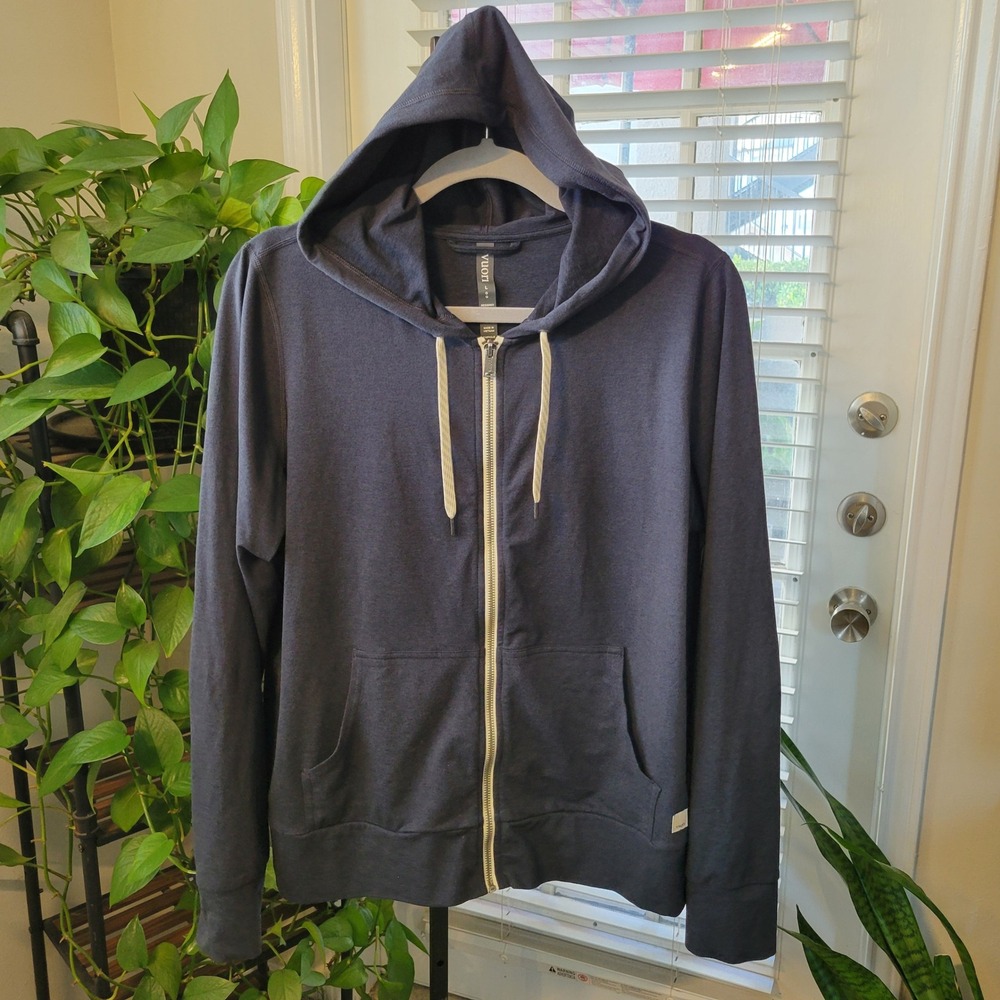 Vuori Halo Performance Zip Up Hoodie Charcoal Heather Women's Large Grey